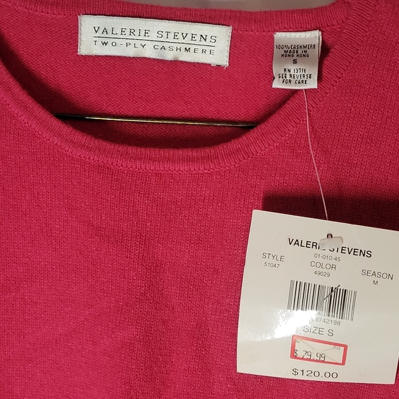 New Valerie Stevens 100% Cashmere Pink Crew Neck - Picture 4 of 4
